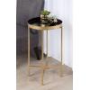 imageKate and Laurel Celia Round Metal Foldable Tray Accent Table Teal with Gold BaseGoldBlack