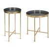 imageKate and Laurel Celia Round Metal Foldable Tray Accent Table Teal with Gold BaseGoldGray
