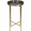 imageKate and Laurel Celia Round Metal Foldable Tray Accent Table Teal with Gold BaseGoldGray