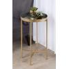 imageKate and Laurel Celia Round Metal Foldable Tray Accent Table Teal with Gold BaseGoldGray
