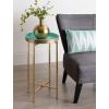 imageKate and Laurel Celia Round Metal Foldable Tray Accent Table Teal with Gold BaseGoldLight Teal
