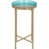 imageKate and Laurel Celia Round Metal Foldable Tray Accent Table Teal with Gold BaseGoldLight Teal