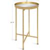 imageKate and Laurel Celia Round Metal Foldable Tray Accent Table Teal with Gold BaseGoldMirror