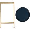 imageKate and Laurel Celia Round Metal Foldable Tray Accent Table Teal with Gold BaseGoldNavy Blue