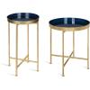 imageKate and Laurel Celia Round Metal Foldable Tray Accent Table Teal with Gold BaseGoldNavy Blue