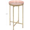 imageKate and Laurel Celia Round Metal Foldable Tray Accent Table Teal with Gold BaseGoldPink