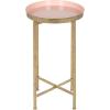 imageKate and Laurel Celia Round Metal Foldable Tray Accent Table Teal with Gold BaseGoldPink