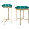 imageKate and Laurel Celia Round Metal Foldable Tray Accent Table Teal with Gold BaseGoldTeal