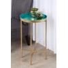 imageKate and Laurel Celia Round Metal Foldable Tray Accent Table Teal with Gold BaseGoldTeal