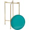 imageKate and Laurel Celia Round Metal Foldable Tray Accent Table Teal with Gold BaseGoldTeal