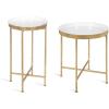 imageKate and Laurel Celia Round Metal Foldable Tray Accent Table Teal with Gold BaseGoldWhite