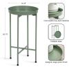 imageKate and Laurel Celia Round Metal Foldable Tray Accent Table Teal with Gold BaseGreen