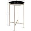 imageKate and Laurel Celia Round Metal Foldable Tray Accent Table Teal with Gold BaseSilverBlack