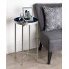 imageKate and Laurel Celia Round Metal Foldable Tray Accent Table Teal with Gold BaseSilverNavy Blue