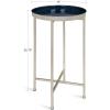 imageKate and Laurel Celia Round Metal Foldable Tray Accent Table Teal with Gold BaseSilverNavy Blue