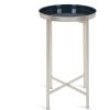 imageKate and Laurel Celia Round Metal Foldable Tray Accent Table Teal with Gold BaseSilverNavy Blue