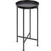 imageKate and Laurel Celia Round Metal Foldable Tray Accent Table Teal with Gold BaseBlack