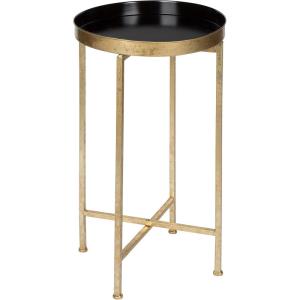 imageKate and Laurel Celia Round Metal Foldable Tray Accent Table Teal with Gold BaseGoldBlack