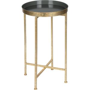 imageKate and Laurel Celia Round Metal Foldable Tray Accent Table Teal with Gold BaseGoldGray