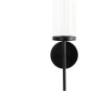 imageKate and Laurel Blaise Transitional Metal Wall Sconce 5 x 6 x 14 Antique Bronze Modern Round Candle Holder with Removable Glass Cylinder for Flameless CandlesBlack
