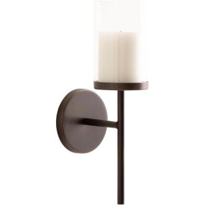 imageKate and Laurel Blaise Transitional Metal Wall Sconce 5 x 6 x 14 Antique Bronze Modern Round Candle Holder with Removable Glass Cylinder for Flameless CandlesBronze