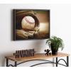 imageDesignOvation Sylvie Baseball Glove at Home Plate Framed Canvas by Shawn St Peter 18x24 Dark Grey Transitional Sports Wall Decor for Office Bedroom Or Living Room