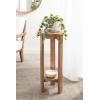 imageKate and Laurel Foxford Modern Tiered Round Drink Table 12 x 12 x 30 Walnut Brown Transitional TwoTier Circle Plant Stand for Use as Living Room Pedestal Table or Small Bedroom NightstandNatural