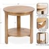 imageKate and Laurel Foxford Modern Tiered Round Drink Table 12 x 12 x 30 Walnut Brown Transitional TwoTier Circle Plant Stand for Use as Living Room Pedestal Table or Small Bedroom NightstandNatural