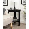 imageKate and Laurel Foxford Modern Tiered Round Drink Table 12 x 12 x 30 Walnut Brown Transitional TwoTier Circle Plant Stand for Use as Living Room Pedestal Table or Small Bedroom NightstandBlack