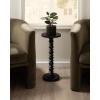 imageKate and Laurel Konya Modern Wooden Round Drink Table 10 x 10 x 23 Antique Gold TotemInspired Accent Pedestal Table with Turned Base for Use as Indoor Plant Stand or Mini Nightstand OptionBlack
