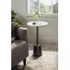 imageKate and Laurel Tira Elegant Round Drink Table 10 x 22 White Marble and Silver Modern Glam Circle Martini Table for Use as a Small Bedroom Nightstand or Living Room Plant Stand OptionPewter