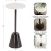 imageKate and Laurel Tira Elegant Round Drink Table 10 x 22 White Marble and Silver Modern Glam Circle Martini Table for Use as a Small Bedroom Nightstand or Living Room Plant Stand OptionPewter