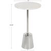 imageKate and Laurel Tira Elegant Round Drink Table 10 x 22 White Marble and Silver Modern Glam Circle Martini Table for Use as a Small Bedroom Nightstand or Living Room Plant Stand OptionSilver