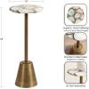 imageKate and Laurel Tira Elegant Wavy Round Drink Table 10 x 10 x 24 Natural Agate and Antique Brass Vintage Scalloped Circular Mini Table with OneofaKind Stone Tabletop for Indoor Plant Stand