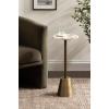 imageKate and Laurel Tira Elegant Wavy Round Drink Table 10 x 10 x 24 Natural Agate and Antique Brass Vintage Scalloped Circular Mini Table with OneofaKind Stone Tabletop for Indoor Plant Stand