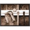 imageDesignOvation Sylvie Bat Glove and Ball in The Dugout Framed Canvas by Shawn St Peter 18x24 Dark Grey Transitional Sports Wall Decor for Office Bedroom Or Living Room