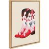 imageKate and Laurel Sylvie Cowgirl Boots Framed Canvas Wall Art by Tnia Garca 18x24 Natural Cute Western Art for Wall