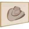 imageKate and Laurel Sylvie Cowgirl Hat Landscape Framed Canvas Wall Art by Honey Island Studio 23x33 Bright Gold Cute Cowboy Hat Art for Wall