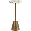 imageKate and Laurel Tira Elegant Wavy Round Drink Table 10 x 10 x 24 Natural Agate and Antique Brass Vintage Scalloped Circular Mini Table with OneofaKind Stone Tabletop for Indoor Plant Stand