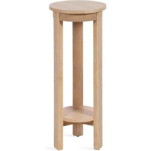 imageKate and Laurel Foxford Modern Tiered Round Drink Table 12 x 12 x 30 Light Natural Transitional TwoTier Circle Plant Stand for Use as Living Room Pedestal Table or Small Bedroom Nightstand
