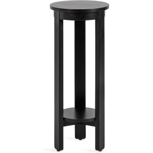 imageKate and Laurel Foxford Modern Tiered Round Drink Table 12 x 12 x 30 Walnut Brown Transitional TwoTier Circle Plant Stand for Use as Living Room Pedestal Table or Small Bedroom NightstandBlack