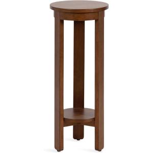 imageKate and Laurel Foxford Modern Tiered Round Drink Table 12 x 12 x 30 Walnut Brown Transitional TwoTier Circle Plant Stand for Use as Living Room Pedestal Table or Small Bedroom NightstandWalnut Brown