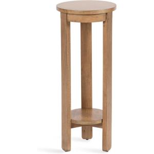 imageKate and Laurel Foxford Modern Tiered Round Drink Table 12 x 12 x 30 Walnut Brown Transitional TwoTier Circle Plant Stand for Use as Living Room Pedestal Table or Small Bedroom NightstandNatural