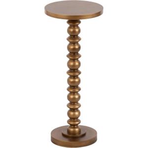imageKate and Laurel Konya Modern Wooden Round Drink Table 10 x 10 x 23 Antique Gold TotemInspired Accent Pedestal Table with Turned Base for Use as Indoor Plant Stand or Mini Nightstand OptionGold