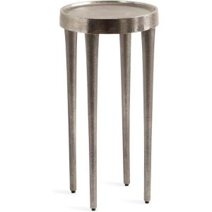 imageKate and Laurel Rava Modern Metal Round Drink Table 10 x 10 x 21 Antique Nickel Cast Aluminum Accent Table for Use as Indoor Plant Stand or Living Room Decor PieceSilver
