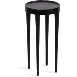 imageKate and Laurel Rava Modern Metal Round Drink Table 10 x 10 x 21 Antique Nickel Cast Aluminum Accent Table for Use as Indoor Plant Stand or Living Room Decor PieceBlack