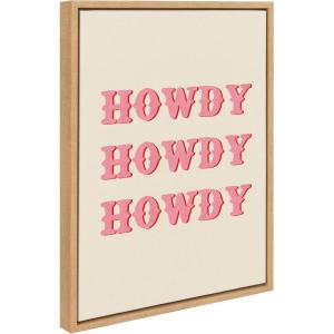 imageKate and Laurel Sylvie Howdy Framed Canvas Wall Art by Tnia Garca 18x24 Natural Cute Western Cowboy Art for Wall