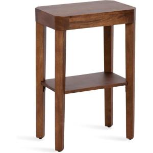 imageKate and Laurel Talcott Modern Square Wood Drink Table 12 x 12 x 28 Black Transitional Decorative TwoTier Pedestal Table for Use as Plant Stand Indoors or Living Room Decor AccentWalnut Brown