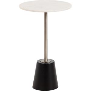 imageKate and Laurel Tira Elegant Round Drink Table 10 x 22 White Marble and Silver Modern Glam Circle Martini Table for Use as a Small Bedroom Nightstand or Living Room Plant Stand OptionBlackWhite