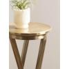 imageKate and Laurel Aja Modern Metal Round Drink Table 9 x 9 x 22 Antique Brass Decorative Geometric Pedestal Table with Circular Tabletop for Use as Metal Indoor Plant StandGold